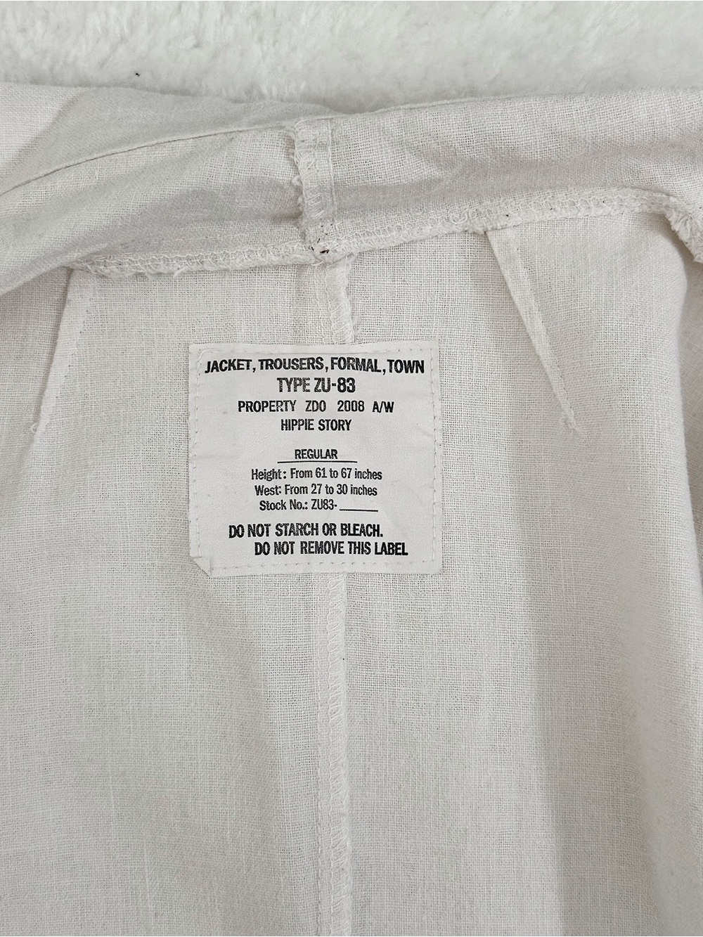 Japanese Designer Type ZU-83 A/W Archival Off White Cotten Zip Military Jacket - Picture 4 of 7